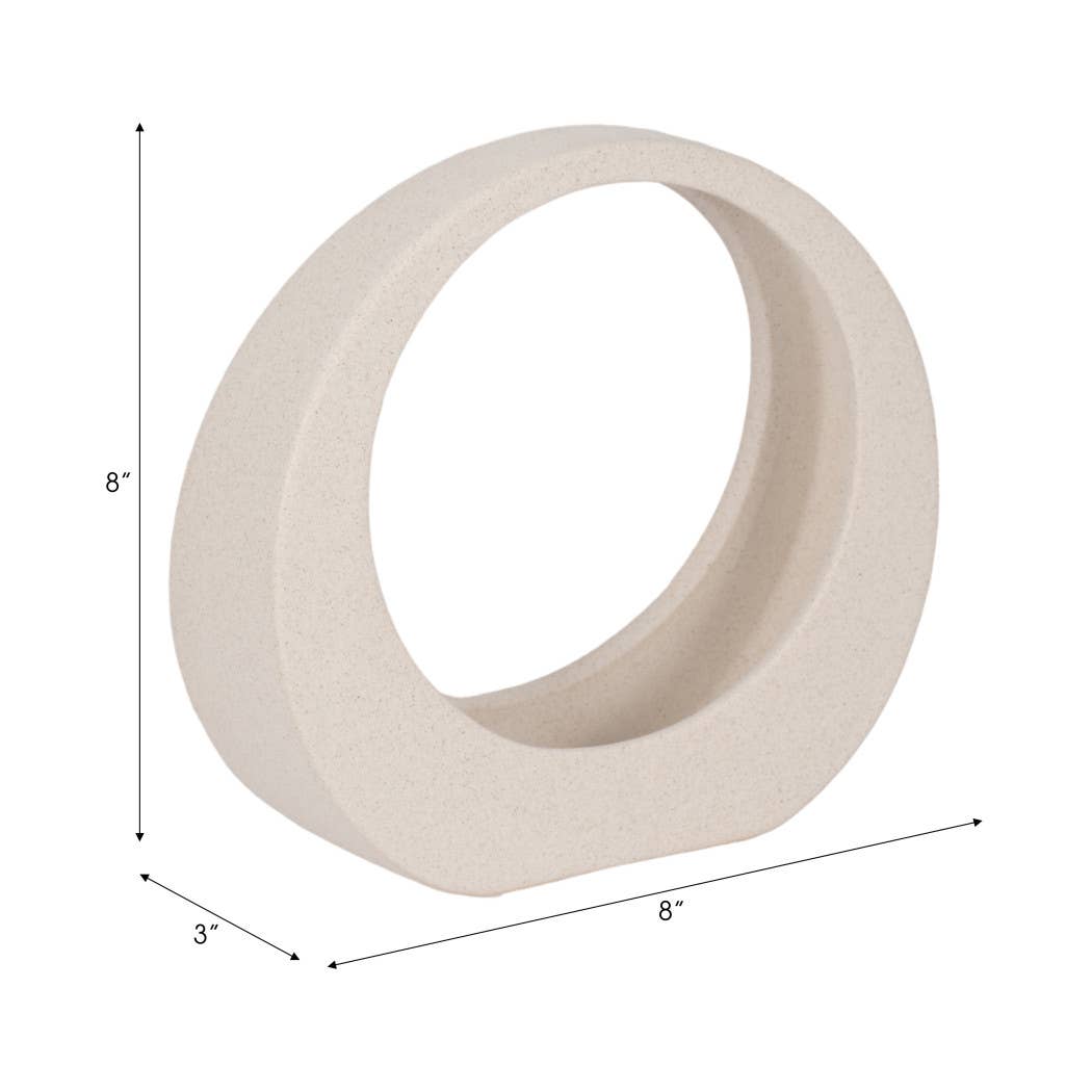 Stoneware Circular Sculptural Loop Object - White, 8 in. - Decor Addict, LLC