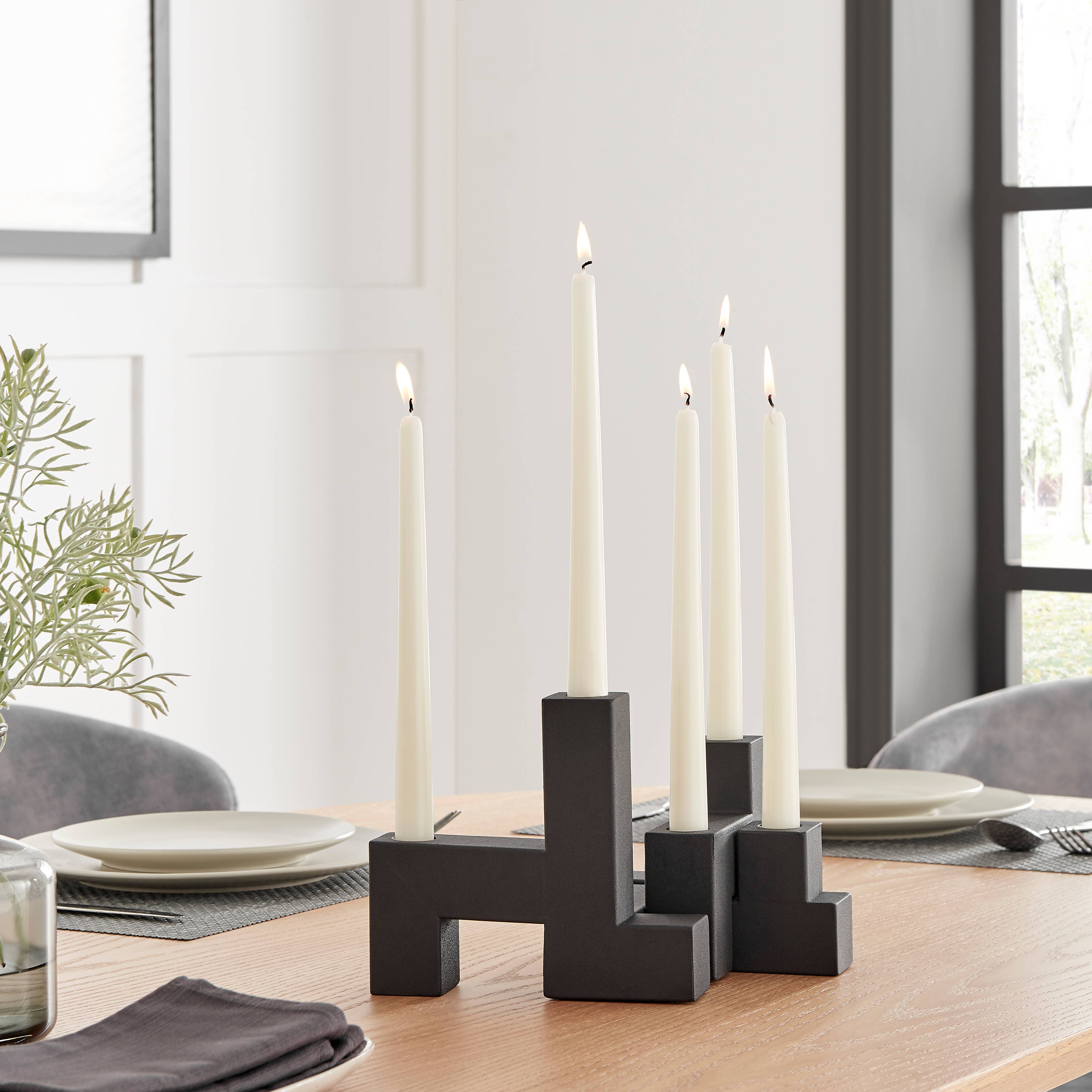 Black Metal Stacking Candelabra Taper Candle Holder Set (2) - Decor Addict, LLC