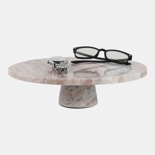12x4" Torronto Marble Cake Stand, Brown/Ivory - Decor Addict, LLC