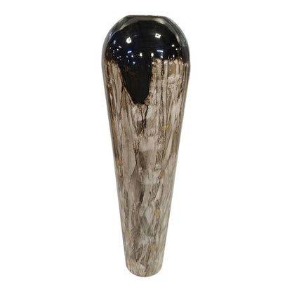 36x10" Marbled Enamel Floor Vase, Tan/Black - Decor Addict, LLC