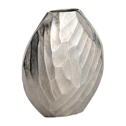 Aluminum 10"h, Hammered Vase, Silver - Decor Addict, LLC