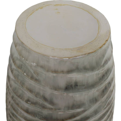 Decorative Vase - Gray Ceramic Ribbed Textured Design, 30 in - Decor Addict, LLC