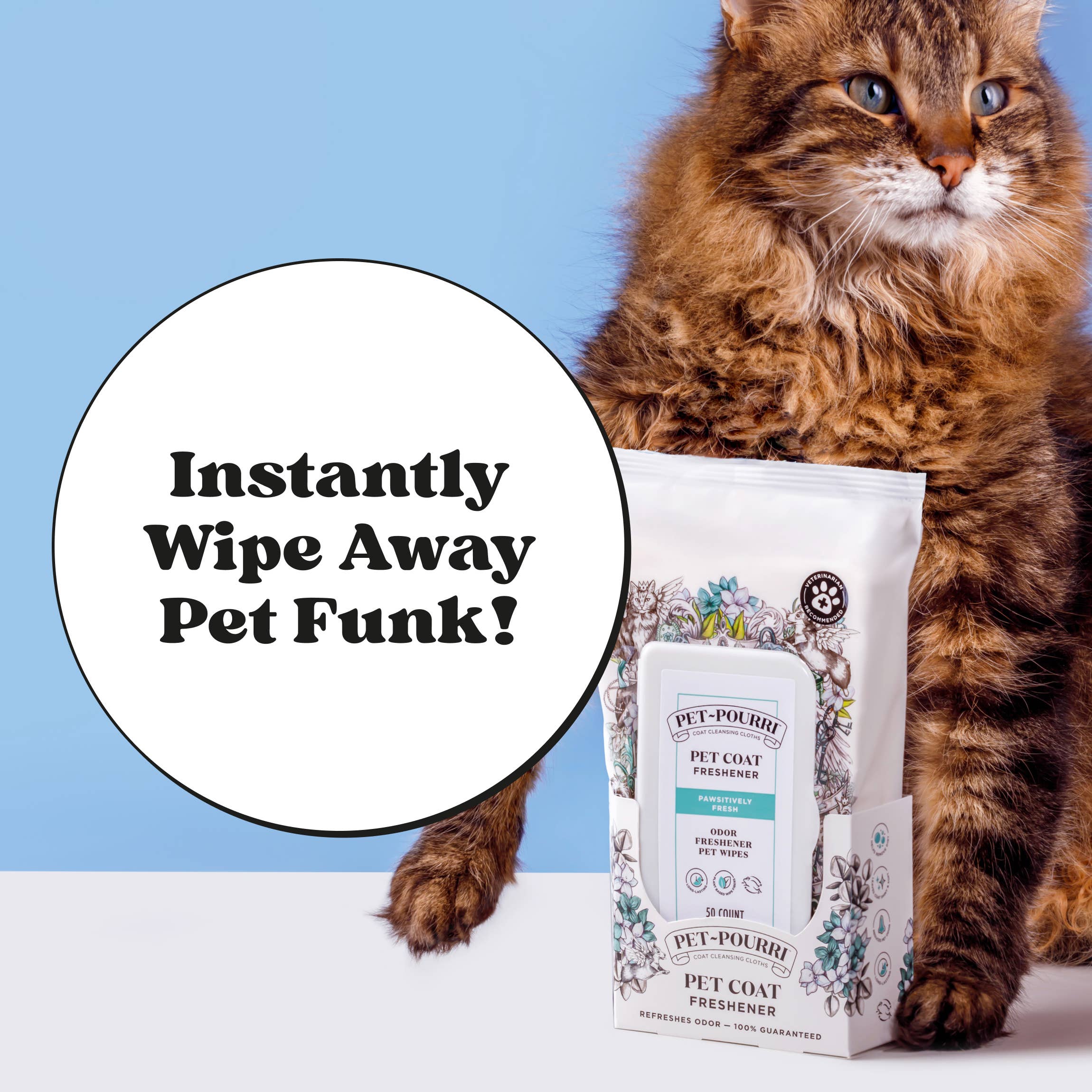Pet~Pourri - Pet Coat Wipes - 50ct - Pawsitively Fresh Scent - Decor Addict, LLC