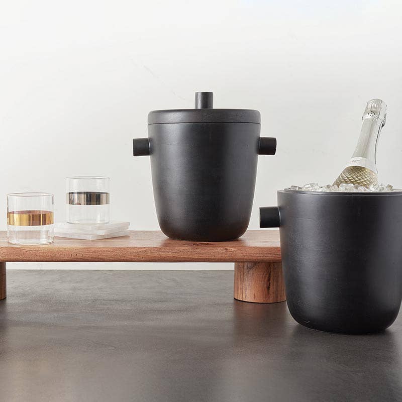 Black Wood Ice Bucket - Decor Addict, LLC