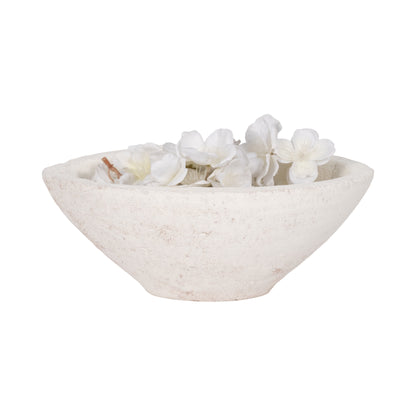 10" Tapered Bowl Rough Finish, White - Decor Addict, LLC