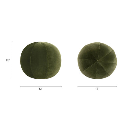Luna 12" Round Sphere Accent Ball Throw Pillow: Olive Green - Decor Addict, LLC
