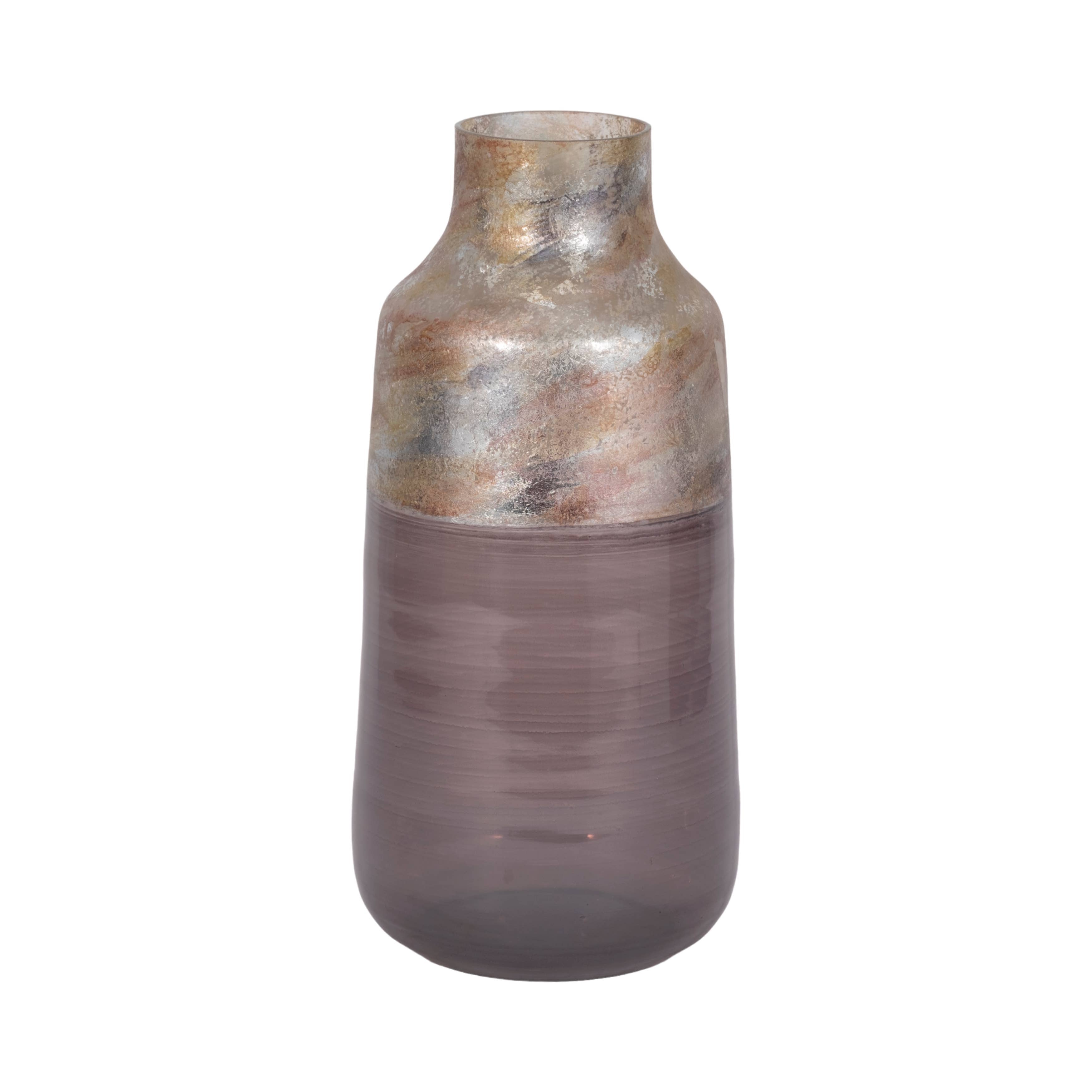 Glass Modern 2-Tone Tapered Body Vase - Gray, 15 in. - Decor Addict, LLC