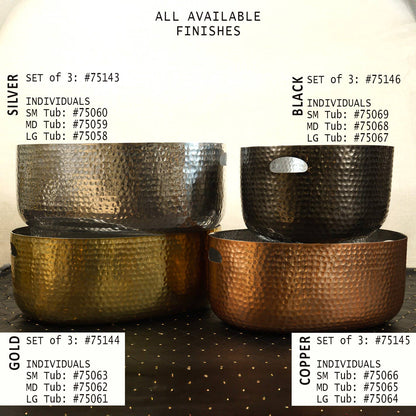 Hammered Black Beverage Tub – Set of 3 - Decor Addict, LLC