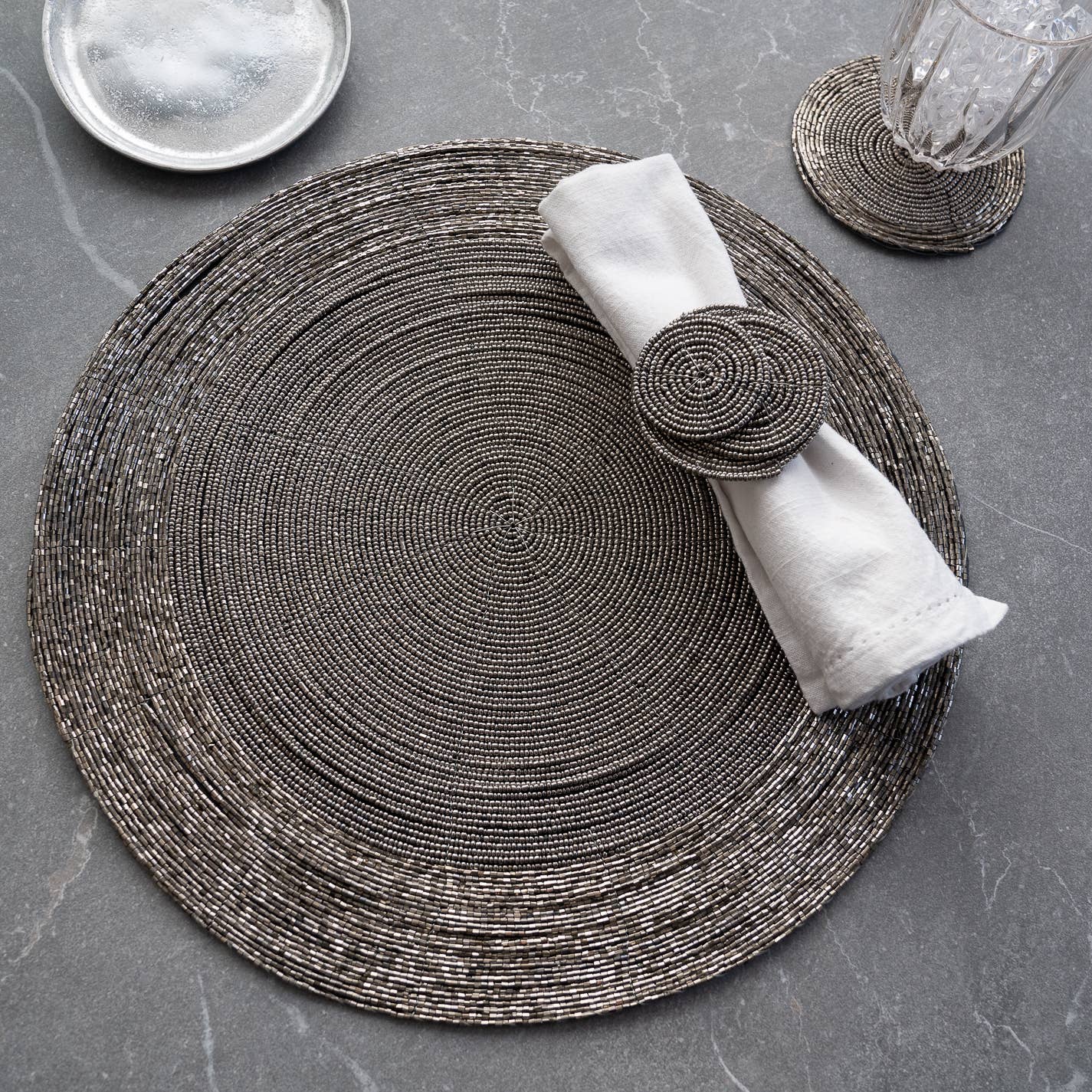 Beaded Silver Place Set (3-Piece) - Decor Addict, LLC