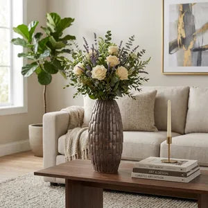 17" Afia Large Ceramic Vase, Brown