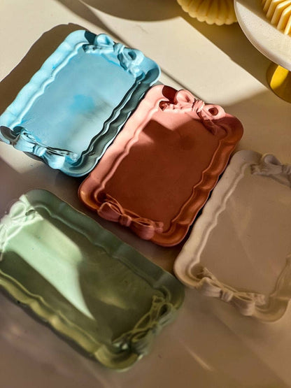 Elegant Rectangular Tray with Bow Handles: White - Decor Addict, LLC