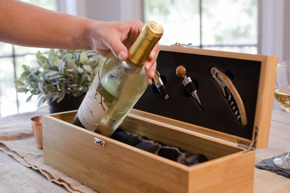 Bamboo Wine Gift Box Set & Accessories - Decor Addict, LLC