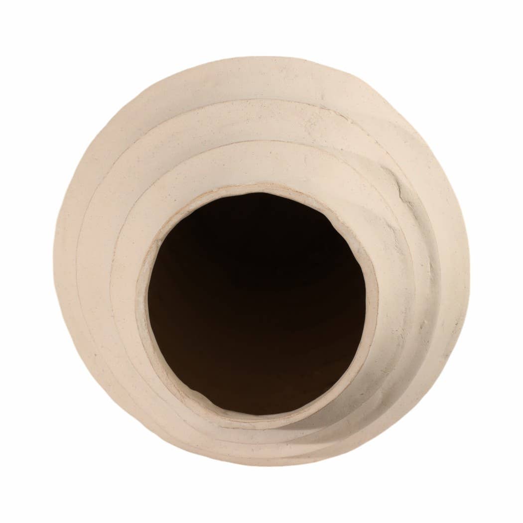 Decorative Floor Vase - Ivory Ecomix Textured Ribbed, 33 in. - Decor Addict, LLC