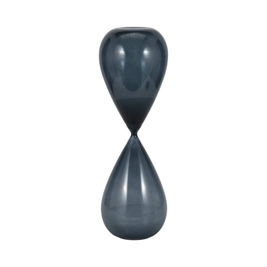 Glass Small Sleek Teardrop Hourglass - Blue, 20 in. - Decor Addict, LLC