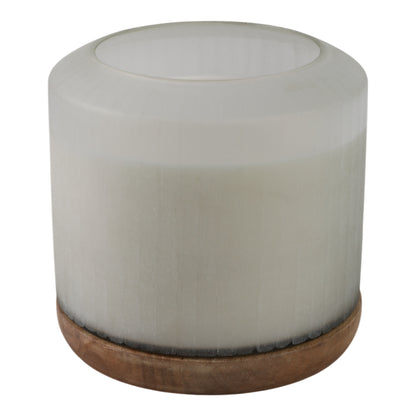 8x8" 105 Oz Starry Sky Wood Base Candle, White/nat - Decor Addict, LLC