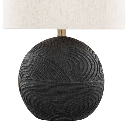 Kona 23" Polyresin Table Lamp - Set of 2: Matte Black Polyresin, Modern Brass, Natural Linen - Decor Addict, LLC