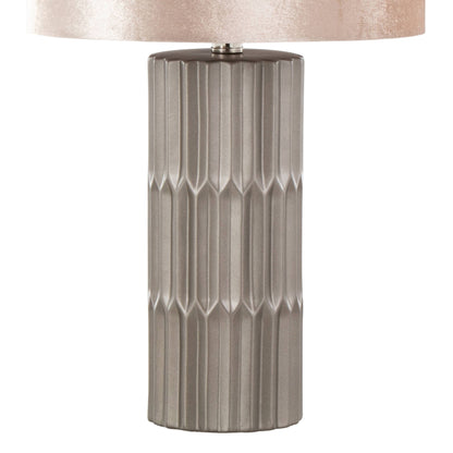 Tania 22" Ceramic Table Lamp: Brown & Brown Metallic Ceramic, Champagne Shade - Decor Addict, LLC