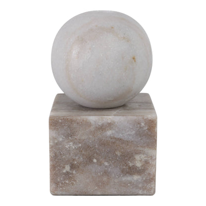 Taper Holder - Beige/White Marble Ball on Cube, 7 in.