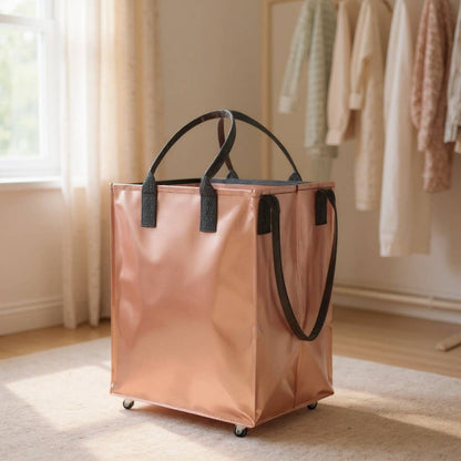 Large Reusable Rolling Bag: Rose Gold
