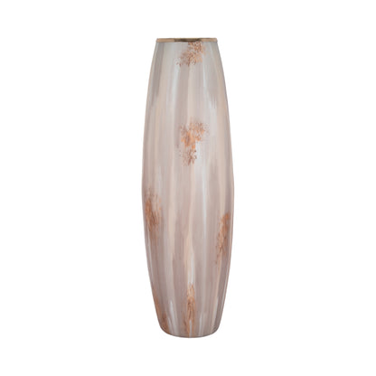 31" Curved Glass Vase Opal Finish, Ivory Multi - Decor Addict, LLC