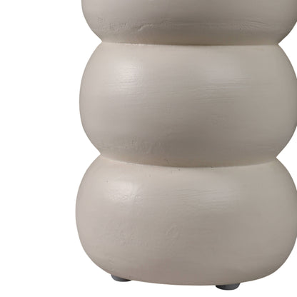 Wood Marble Top Stacked Ring End Table - White, 22 in. - Decor Addict, LLC