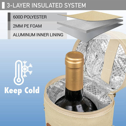 1 Bottle Wine Carrier Bag: Beige / 1 Bottle - Decor Addict, LLC