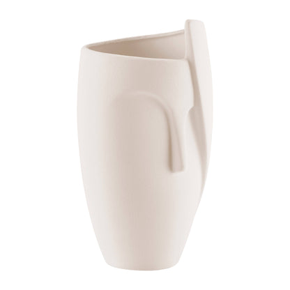 Hans Ansit Cream Face Matte Ceramic Sculpture Planter Vase - Decor Addict, LLC