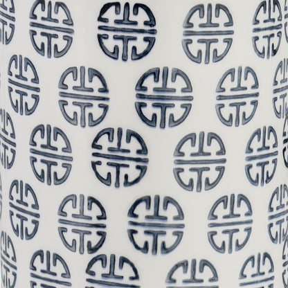 Cer, 13"h Modern Ginger Jar, Navy/white - Decor Addict, LLC