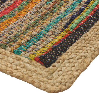 Multicolored Geometric Jute Bordered Accent Rug, 2' x 3': Multi/Tan - Decor Addict, LLC