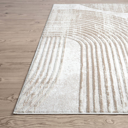 Abani Viva Neutral Cream Mid-Century Modern Area Rug: 8'11" x 12' - Decor Addict, LLC