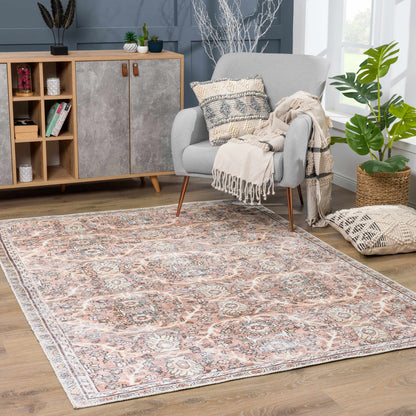 Urpi Rose & Brown Washable Area Rug - Decor Addict, LLC