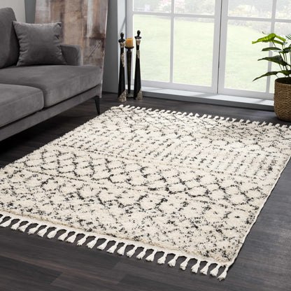 Kibureau Cream Trellis Shag Area Rug - Decor Addict, LLC