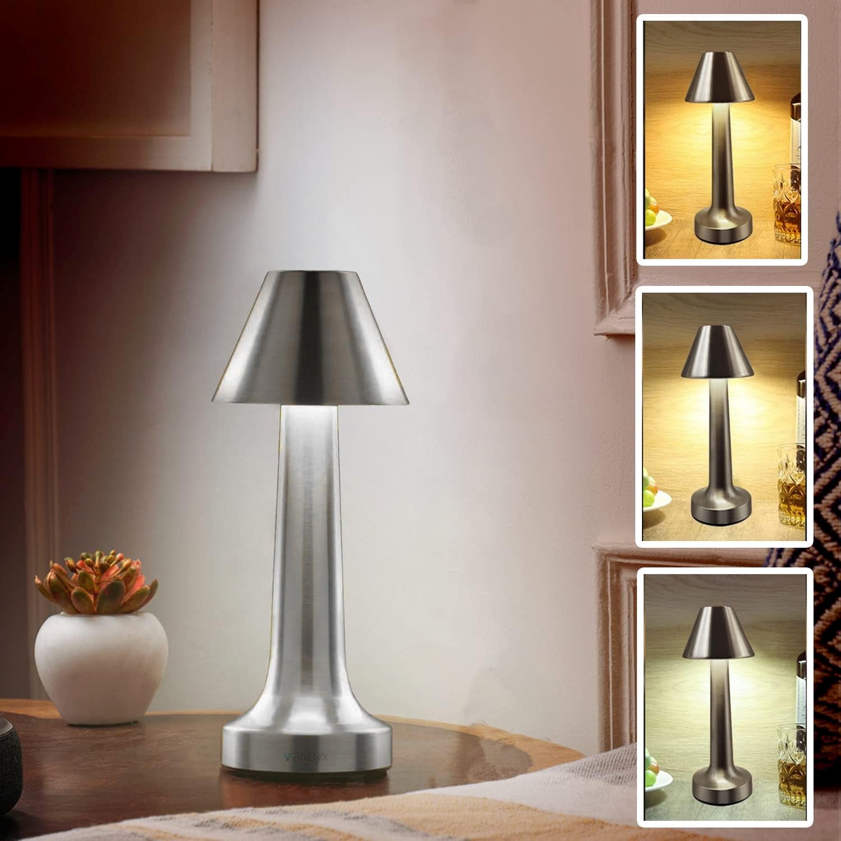 Modern Touch Sensor LED Lamp with USB Charging-Retail Pack: Gold - Decor Addict, LLC