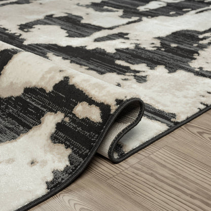 Abani Rugs TER170A Beige Black Abstract Pattern Area Rug: 2' x 3' - Decor Addict, LLC