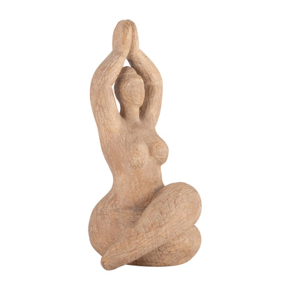 Resin 11" Namaste Female Yoga Figurine, Brown - Decor Addict, LLC