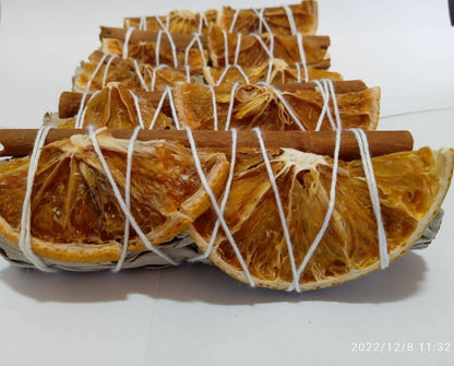 White Sage Smudge Bundle with Orange & Cinnamon – Uplifting Energy Cleanse - Decor Addict, LLC