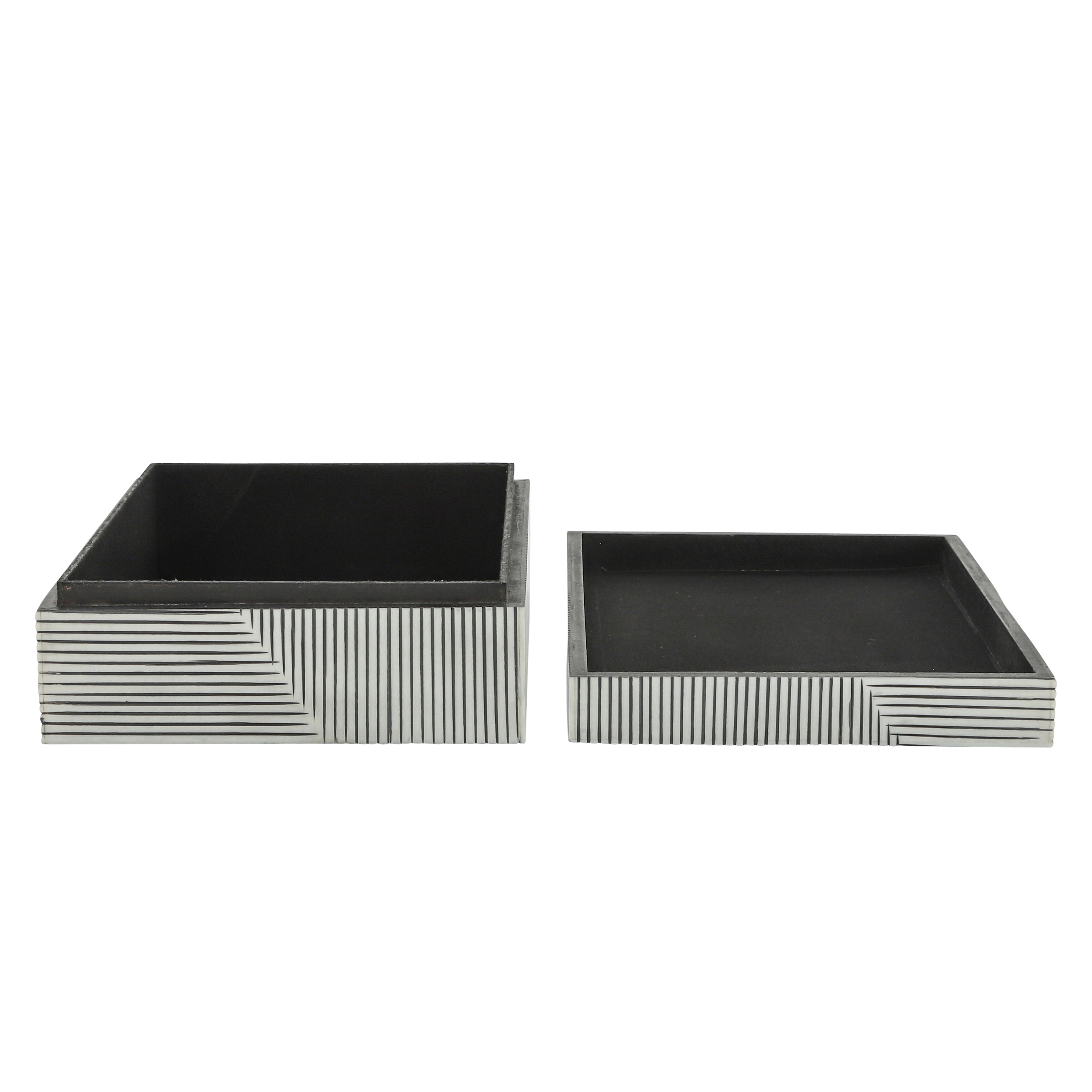 Resin S/2 Ridged Boxes, White - Decor Addict, LLC