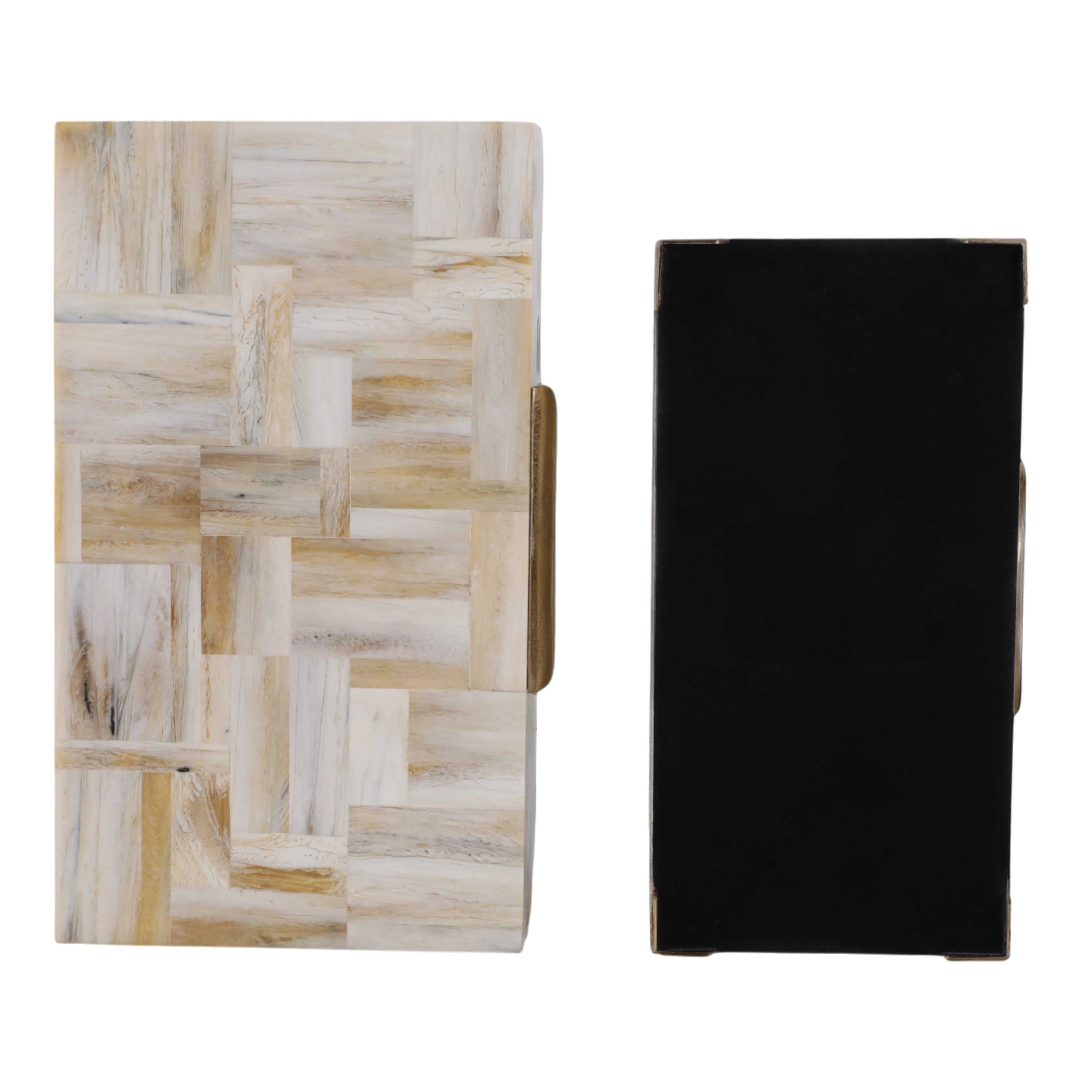 S/2 12/14" Marbled Resin Footed Boxes, Tan Multi - Decor Addict, LLC