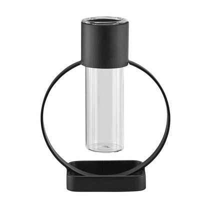 Jacob Modern Black Open Circle Clear Glass Tabletop Vase - Decor Addict, LLC