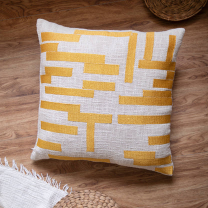 Modern/Contemporary Geometric Hand-Woven Throw Pillow: Ivory / 20" x 20" - Decor Addict, LLC