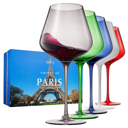 Colors of Paris, France, Wine Glassware | Set of 5, 20 OZ - Decor Addict, LLC