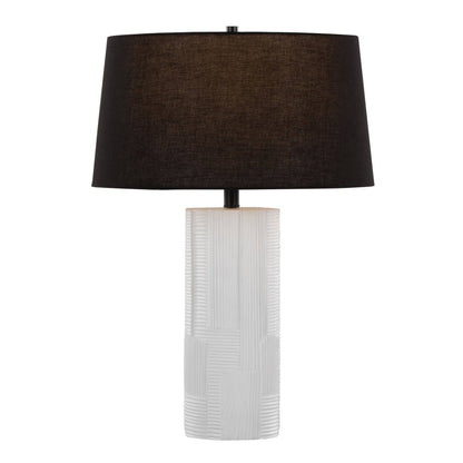 Petra 26" Polyresin Table Lamp - Set of 2: Cream Polyresin, Black Metal, Black Linen - Decor Addict, LLC