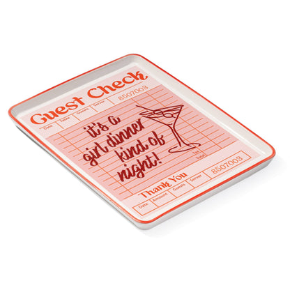 Girl Dinner Guest Check Ceramic Tray, 12" - Decor Addict, LLC