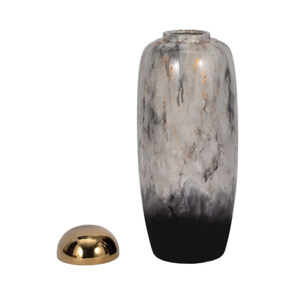 17"h Urn W/ Gold Lid, Multi - Decor Addict, LLC