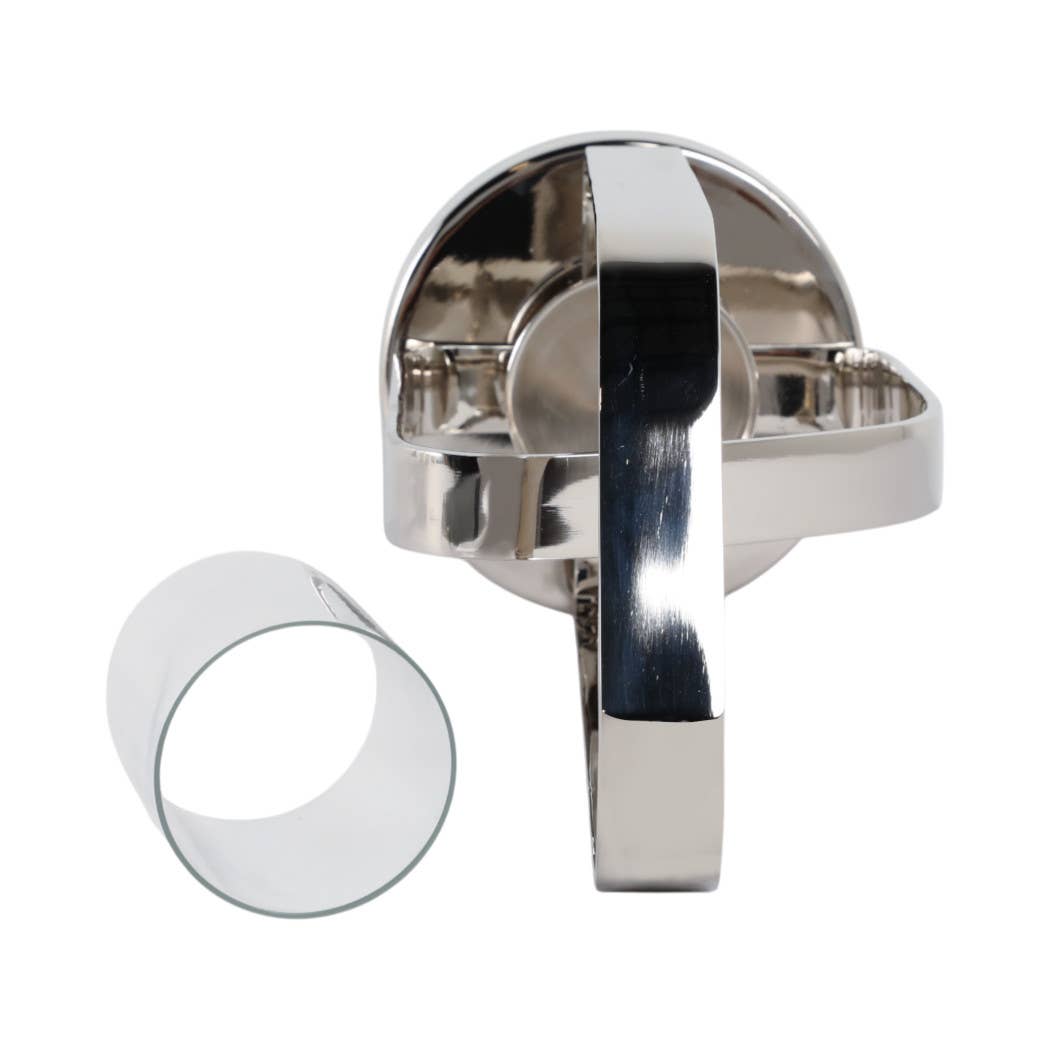 Candle Holder - Silver Metal Stylish Hurricane, 17 in. - Decor Addict, LLC