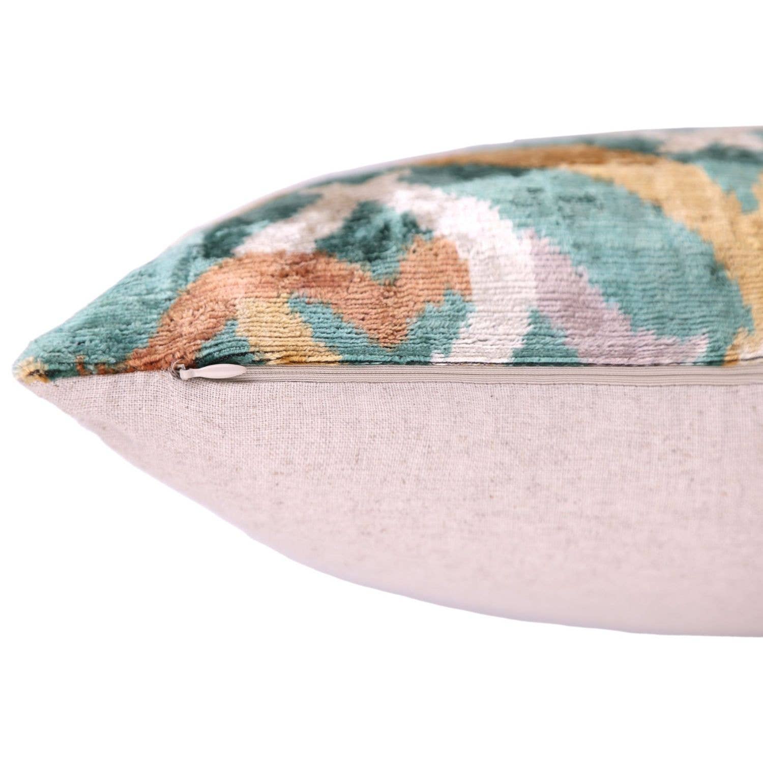 Emerald Gold Ikat Velvet Pillow – 16x16 in - Decor Addict, LLC