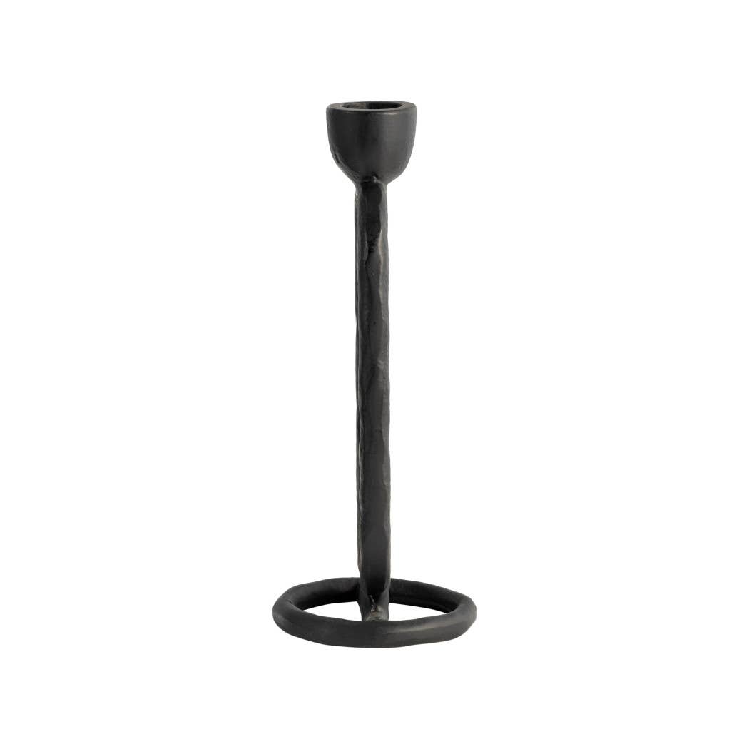 Metal Oval Ring Taper Candle Holder - Black, 8 in. - Decor Addict, LLC