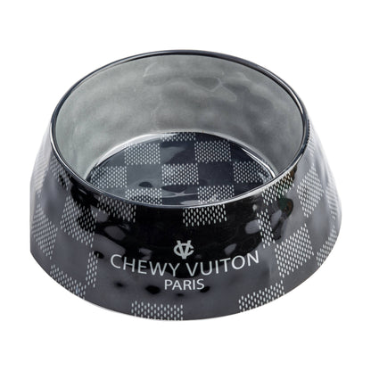 Black Checker Chewy Vuiton Bowl - Decor Addict, LLC