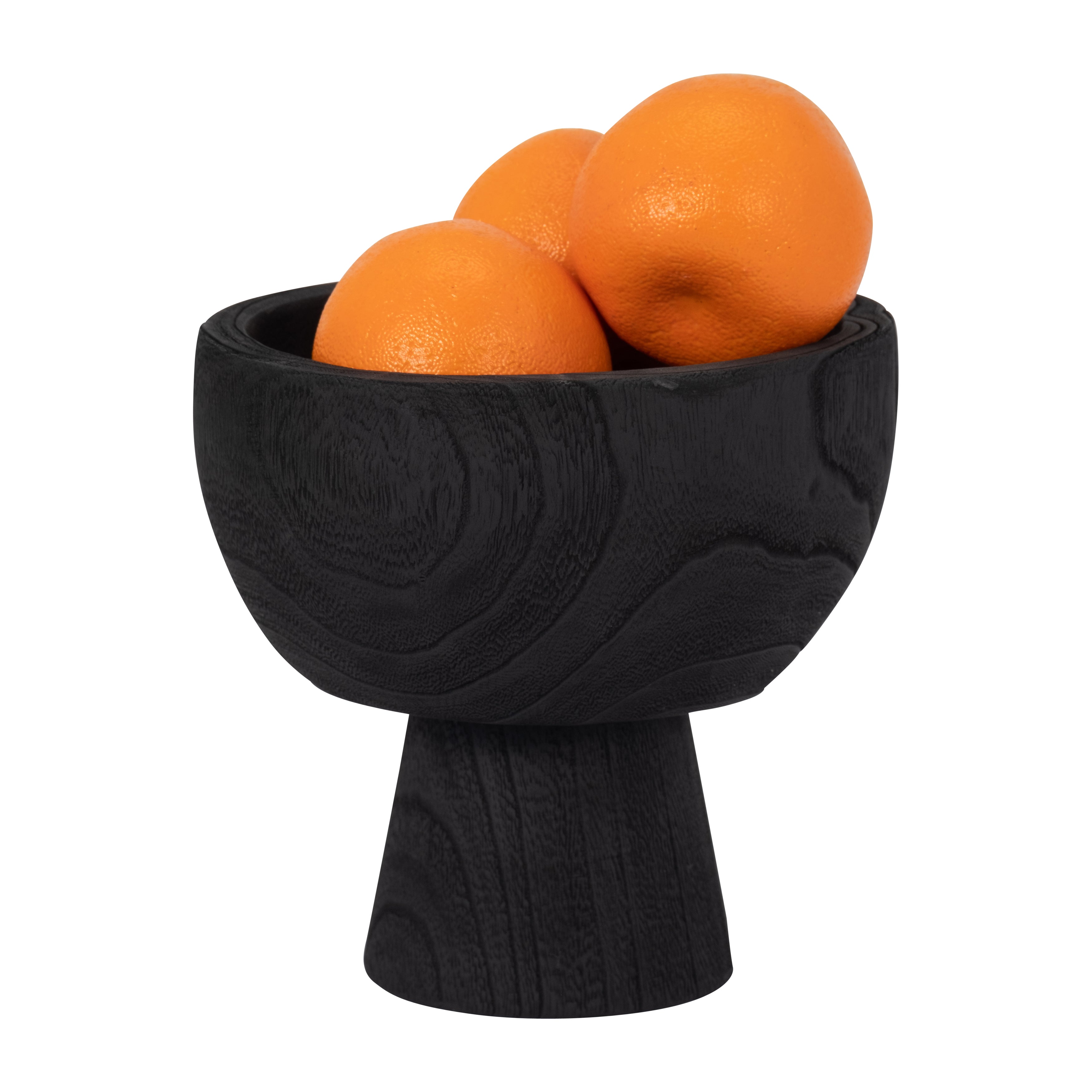 Wood, 8" Bowl W/ Stand, Black - Decor Addict, LLC