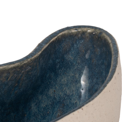 13" Reactive Curvy Oval Bowl, Blue/white - Decor Addict, LLC